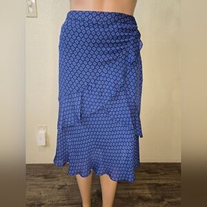MICHAEL KORS WOMEN'S Blue  SWIRL LAYERED RUFFLE TIERED SKIRT  SIZE 12
